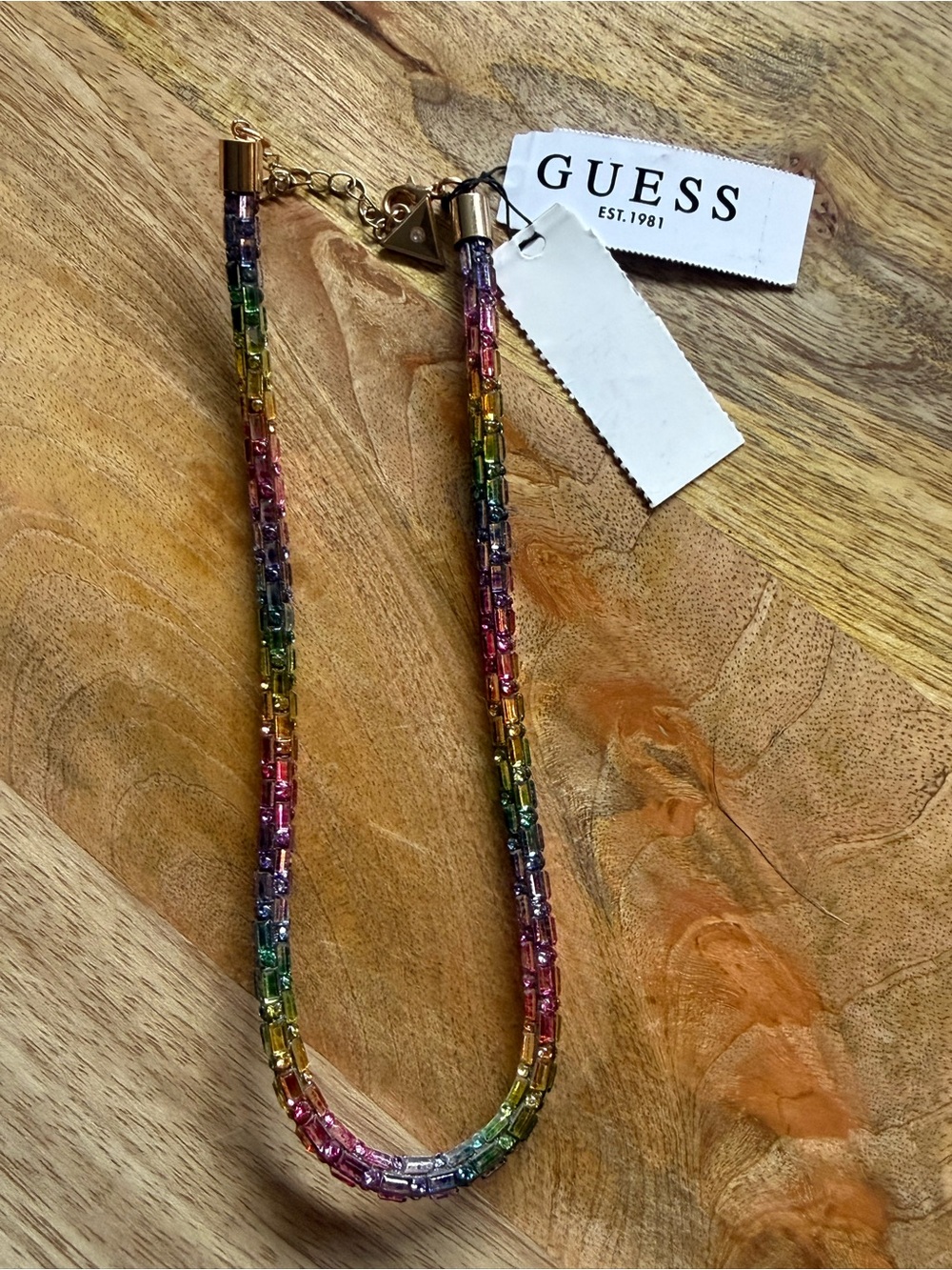 GUESS Rainbow Beaded Necklace with Gold-Tone Accents